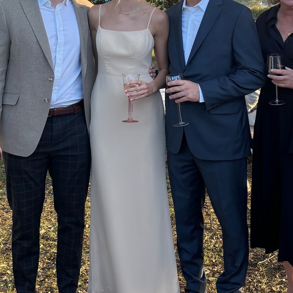 Azazie Floor Length Dress in Champagne